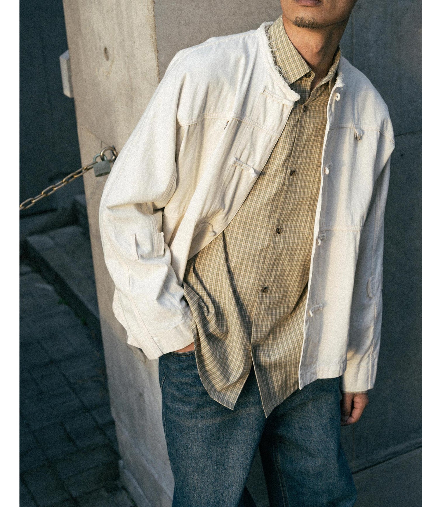 Semi loose check shirt/13852
