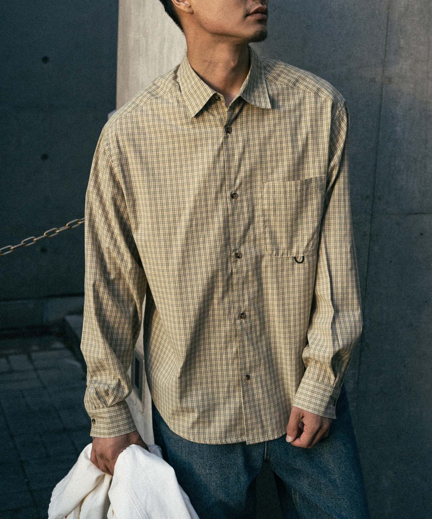 Semi loose check shirt/13852