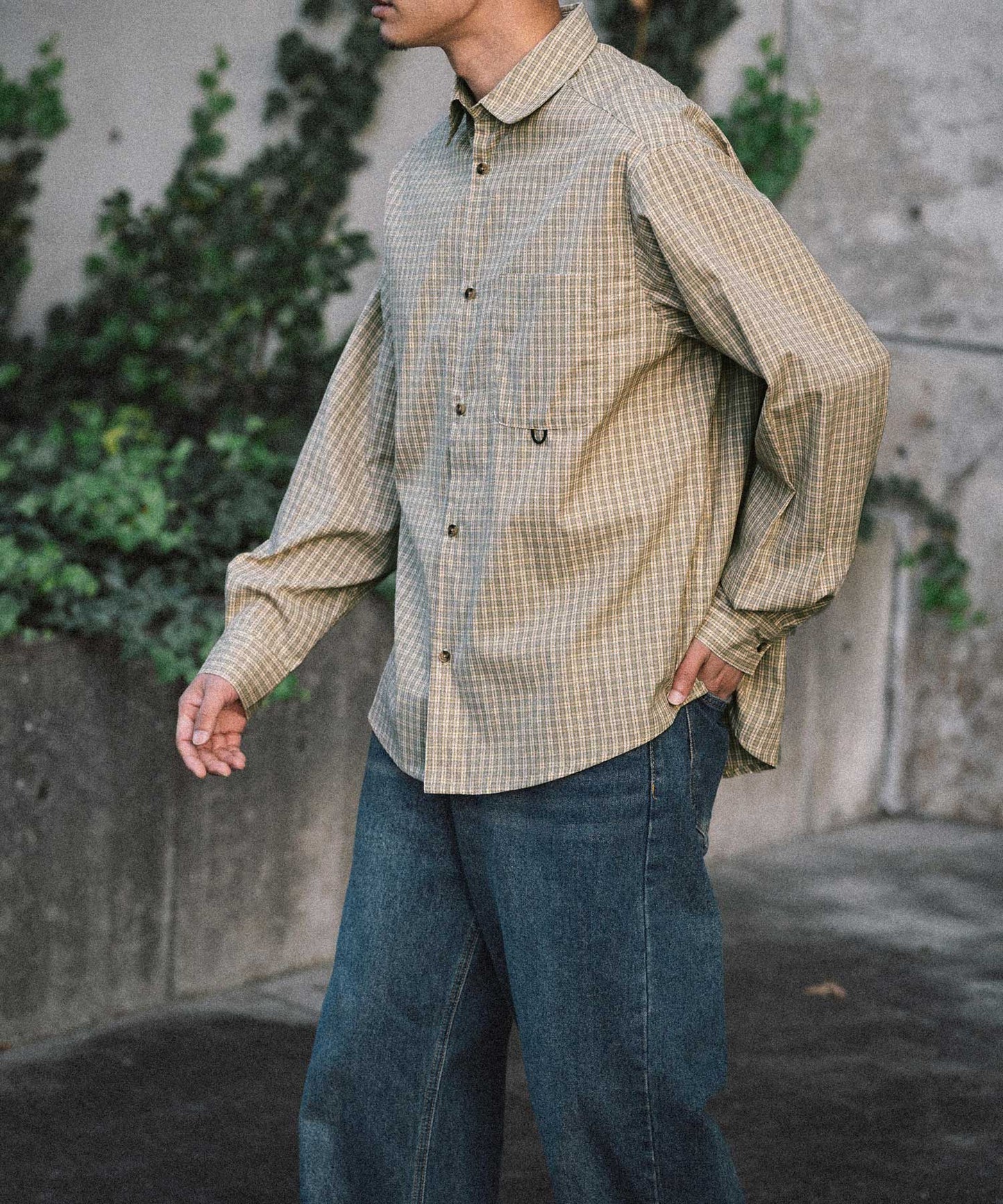 Semi loose check shirt/13852
