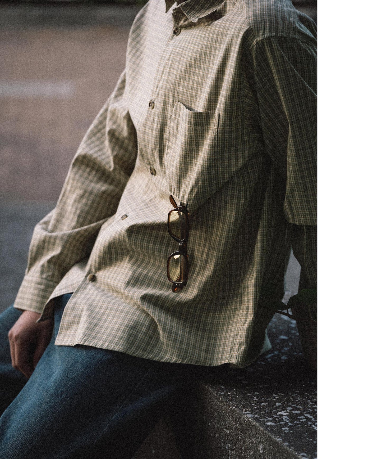 Semi loose check shirt/13852