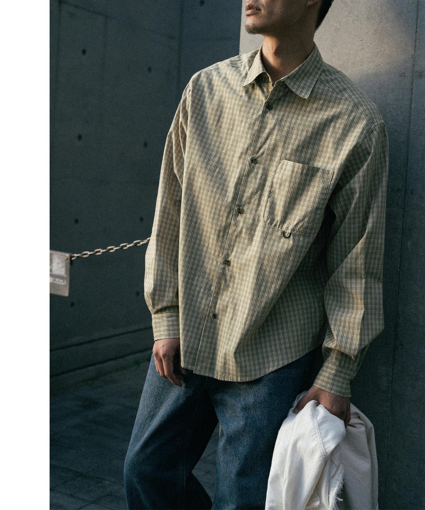 Semi loose check shirt/13852