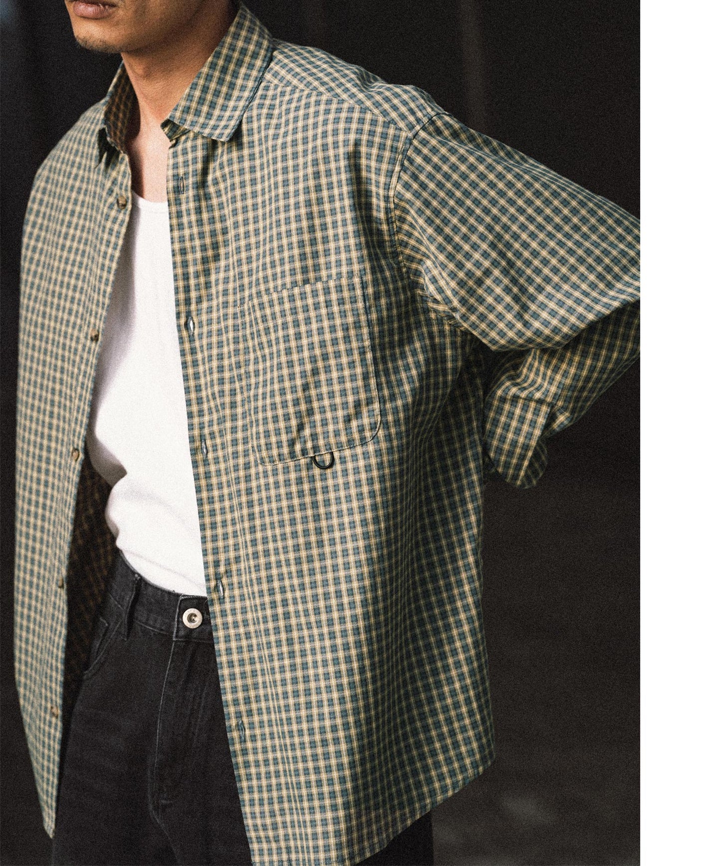 Semi loose check shirt/13852