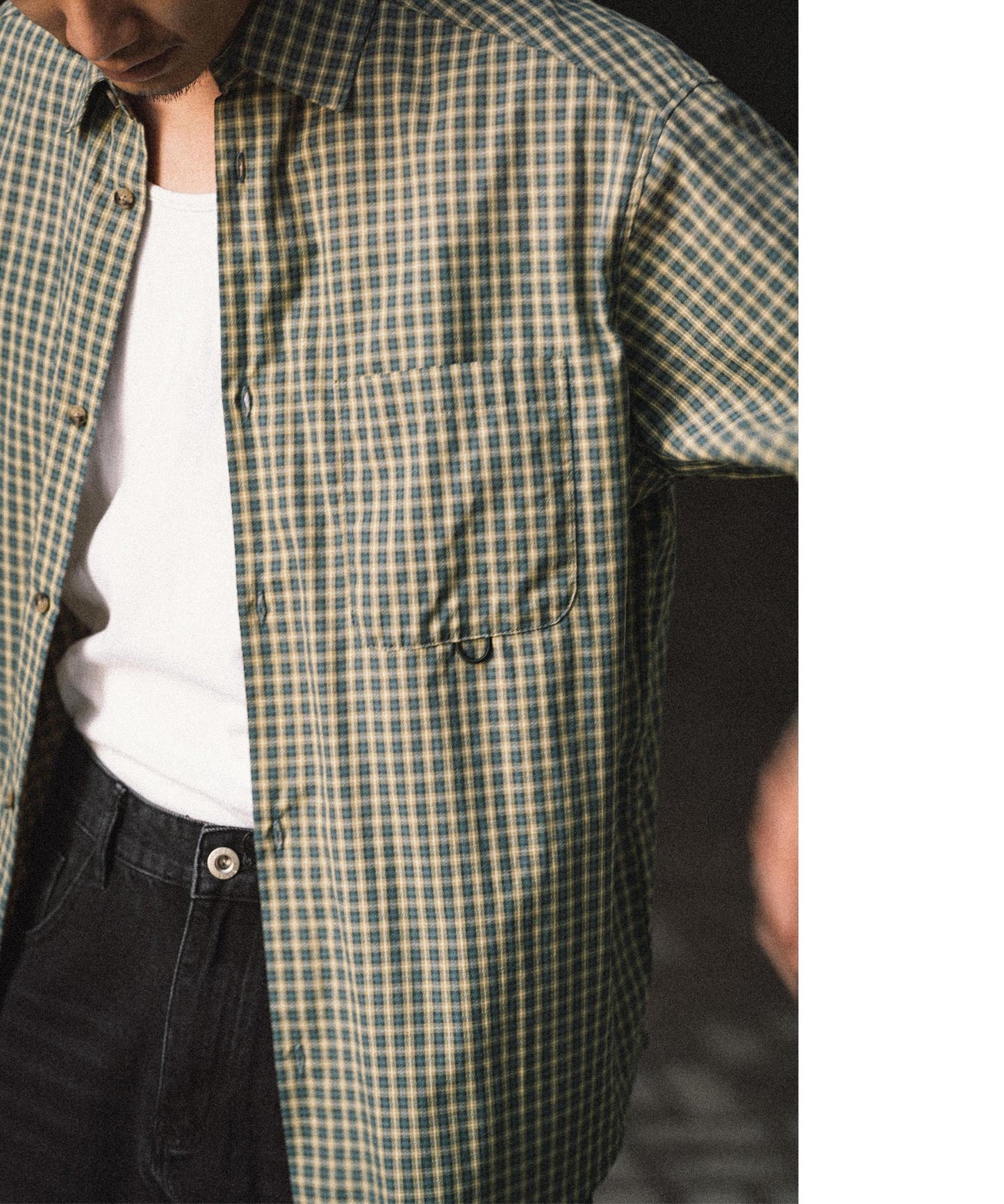 Semi loose check shirt/13852
