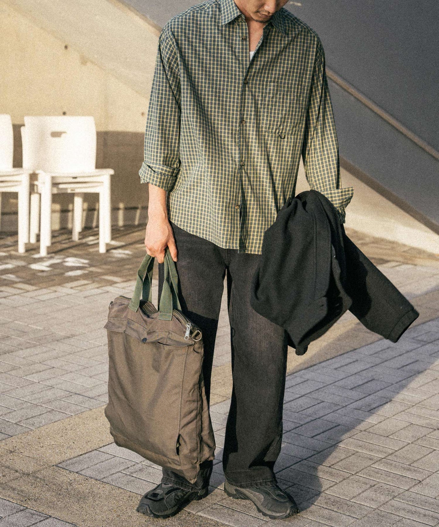 Semi loose check shirt/13852