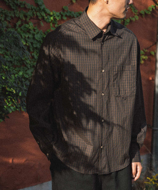 Semi loose check shirt/13852