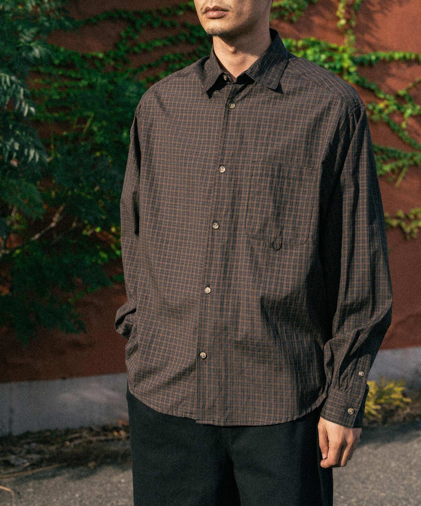 Semi loose check shirt/13852