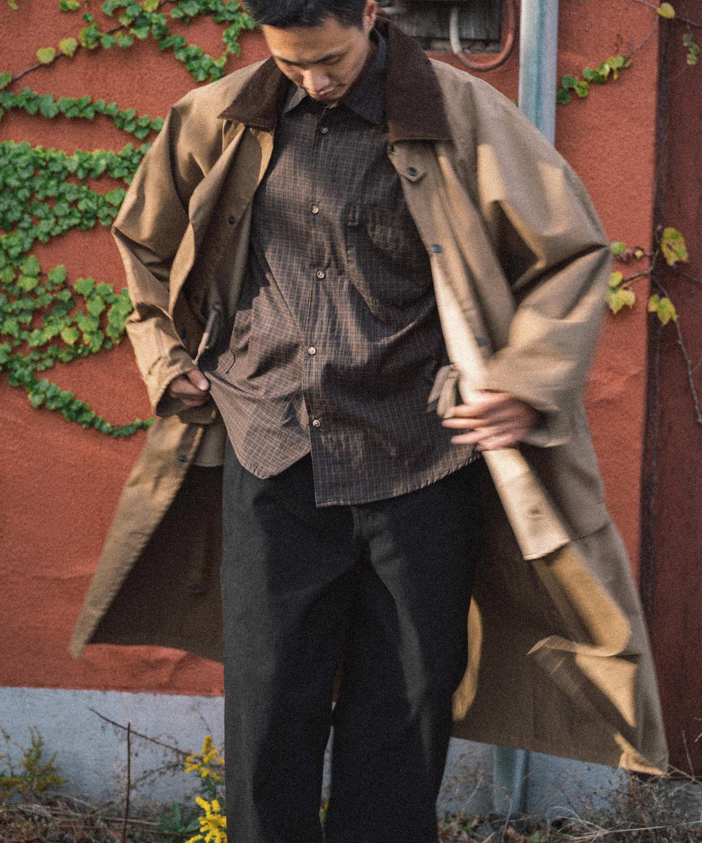 Semi loose check shirt/13852
