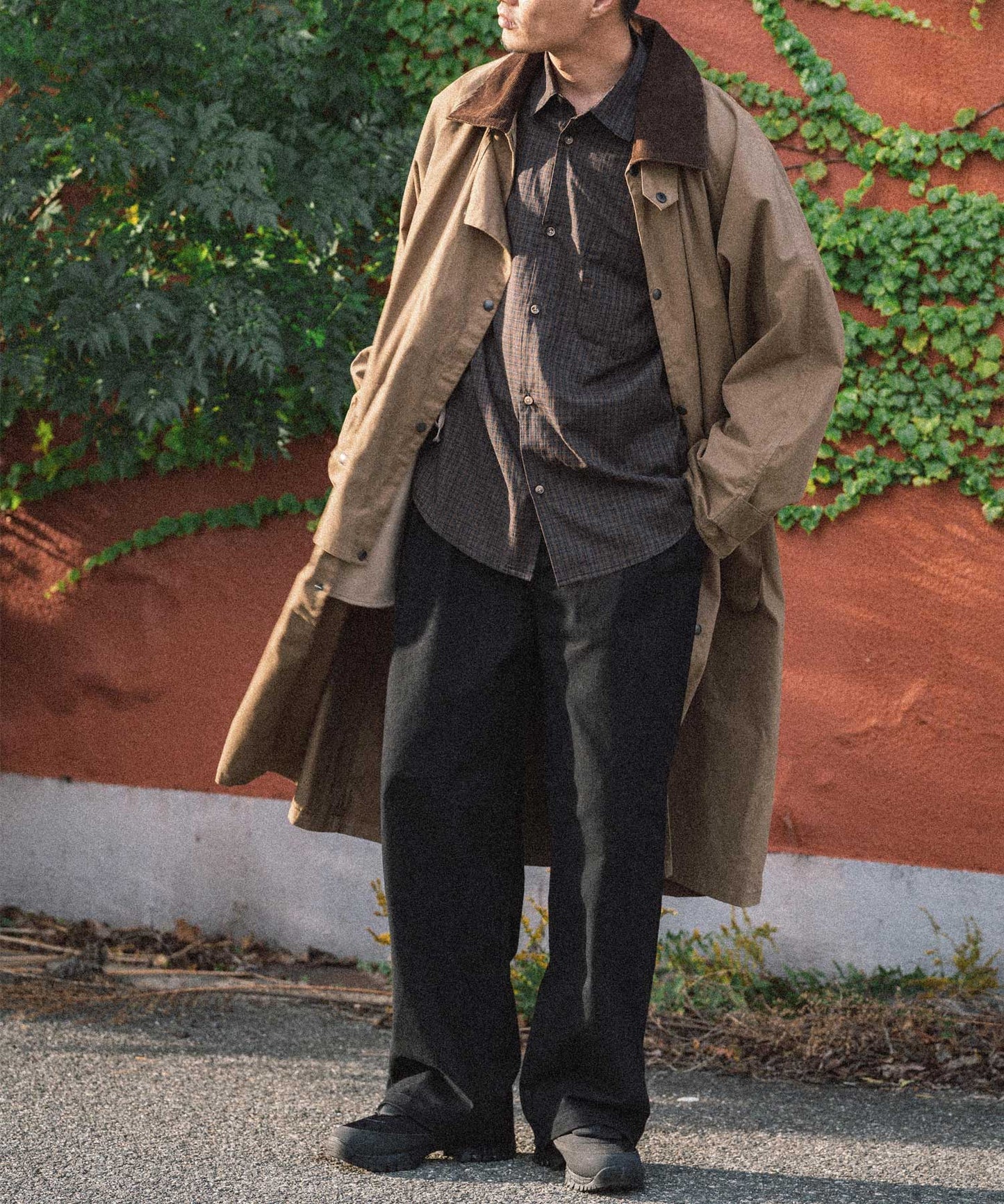 Semi loose check shirt/13852