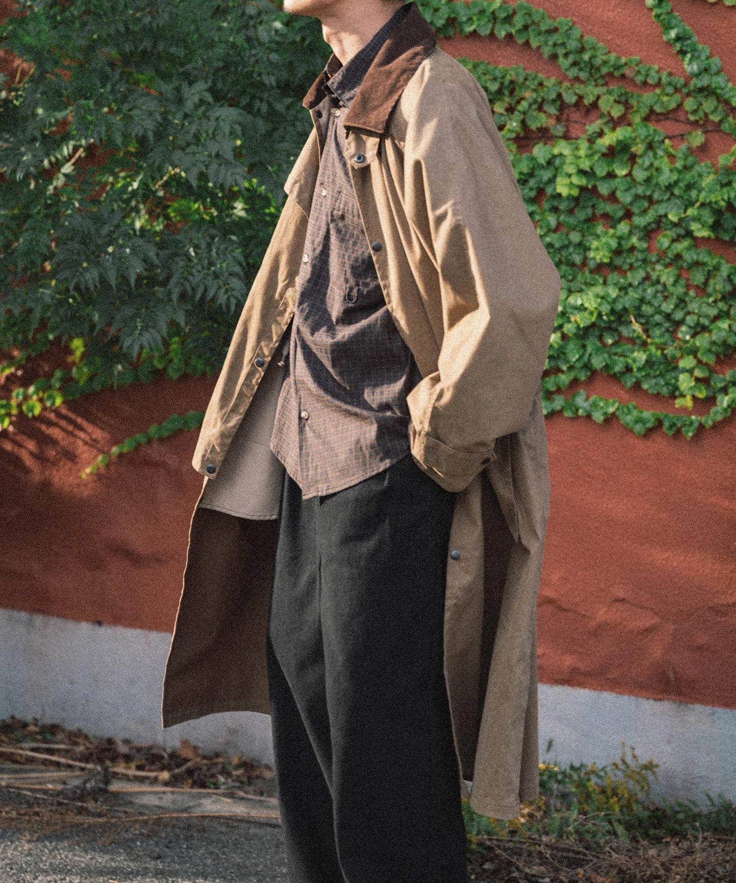 Semi loose check shirt/13852