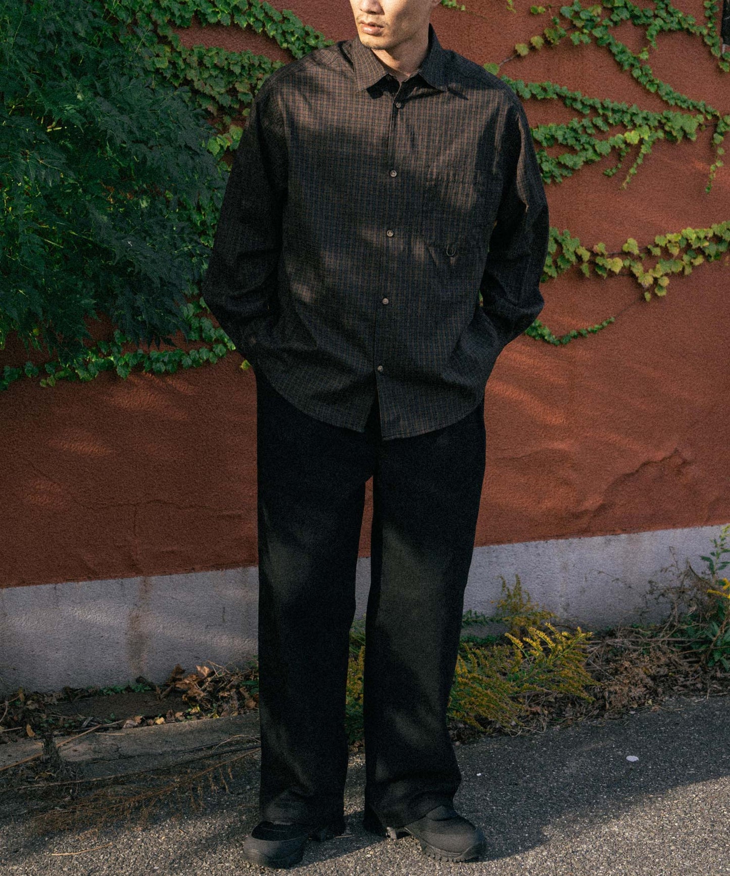 Two tuck wide straight pants/13853
