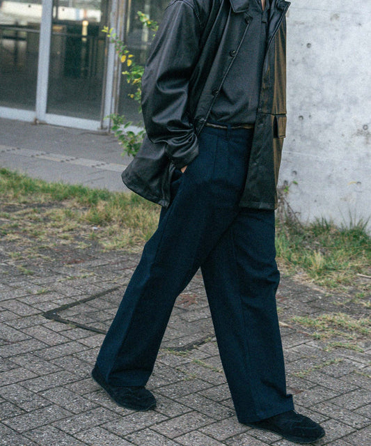 Two tuck wide straight pants/13853