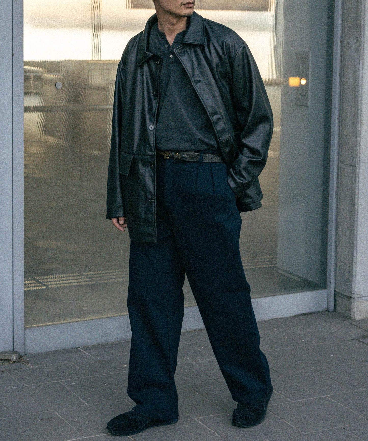 Two tuck wide straight pants/13853