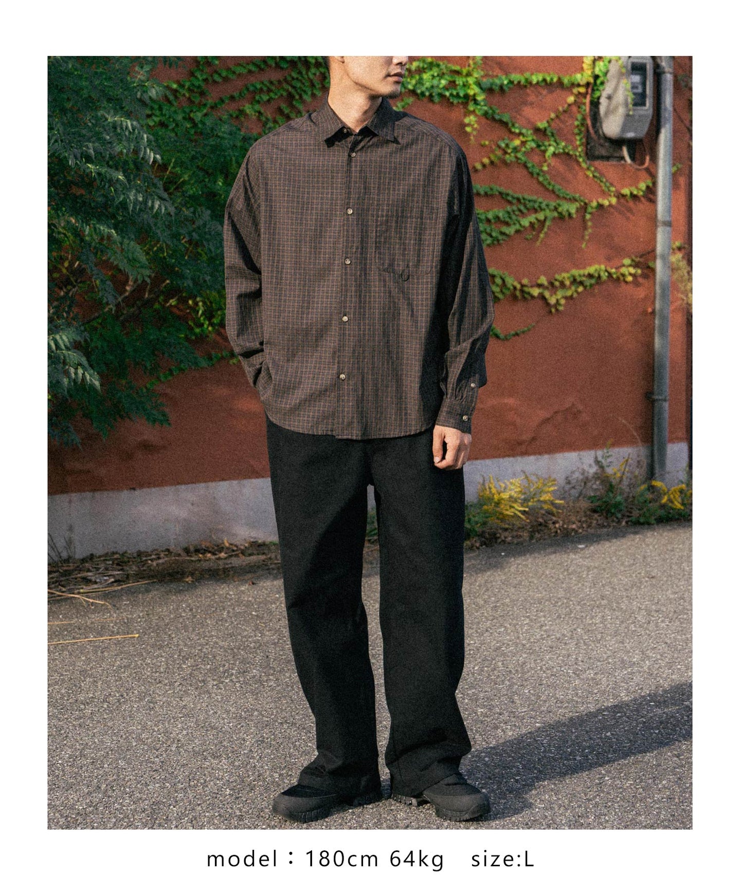 Semi loose check shirt/13852